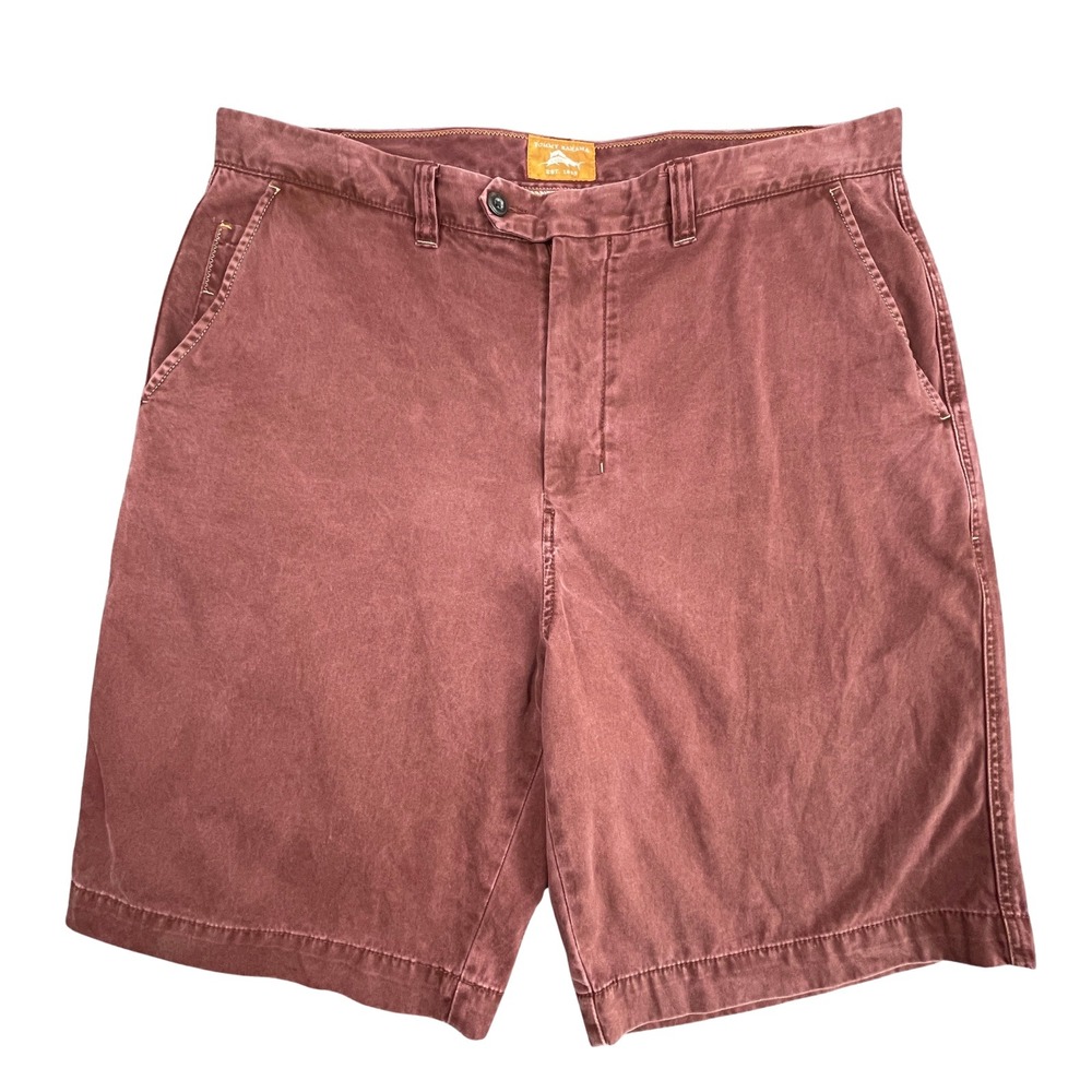 Tommy Bahama Mens 36 Pima Cotton Chino Shorts Burgundy Red Flat Front Casual 10"